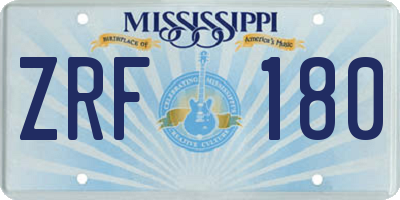 MS license plate ZRF180