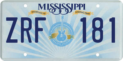 MS license plate ZRF181