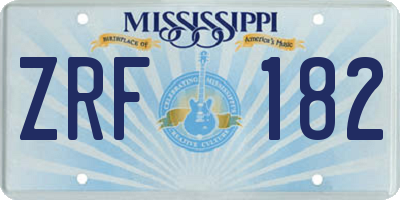 MS license plate ZRF182