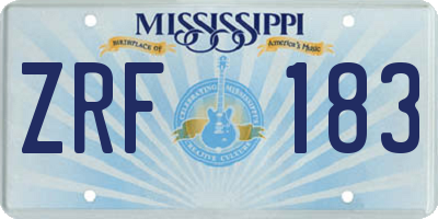 MS license plate ZRF183