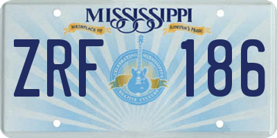MS license plate ZRF186