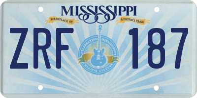 MS license plate ZRF187