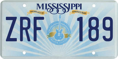 MS license plate ZRF189