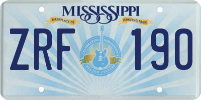 MS license plate ZRF190