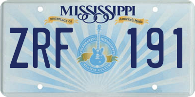 MS license plate ZRF191