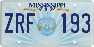 MS license plate ZRF193