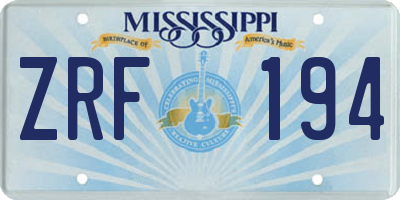 MS license plate ZRF194