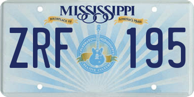 MS license plate ZRF195
