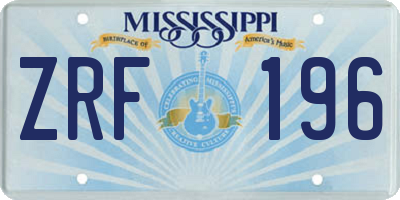 MS license plate ZRF196