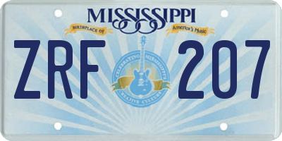 MS license plate ZRF207