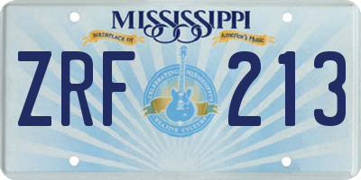 MS license plate ZRF213