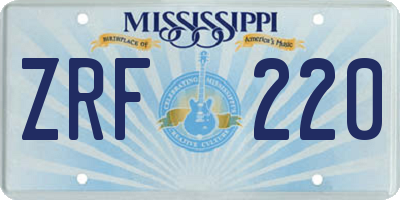 MS license plate ZRF220