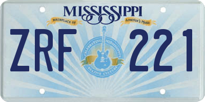 MS license plate ZRF221