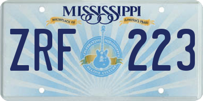 MS license plate ZRF223