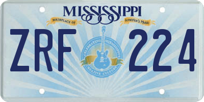 MS license plate ZRF224