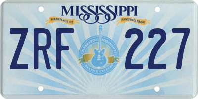MS license plate ZRF227