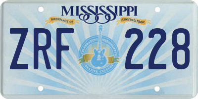 MS license plate ZRF228