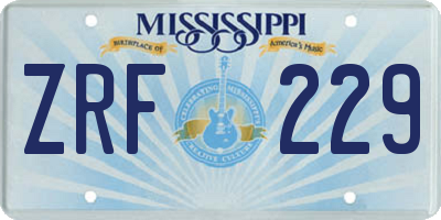MS license plate ZRF229