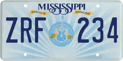 MS license plate ZRF234