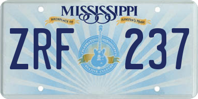 MS license plate ZRF237