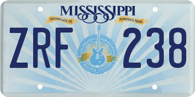 MS license plate ZRF238