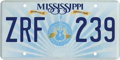 MS license plate ZRF239