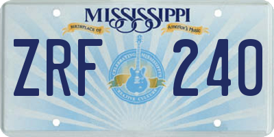 MS license plate ZRF240