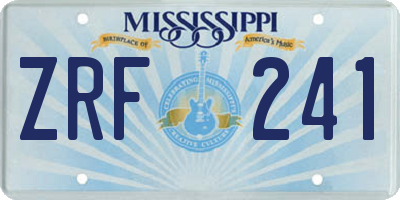 MS license plate ZRF241