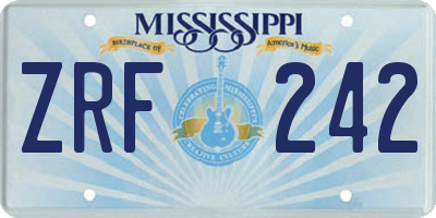 MS license plate ZRF242
