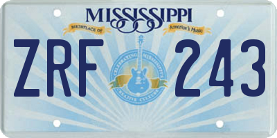 MS license plate ZRF243