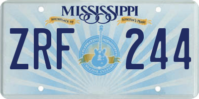 MS license plate ZRF244