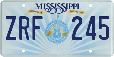 MS license plate ZRF245