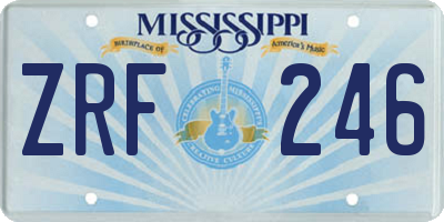 MS license plate ZRF246