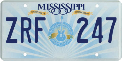 MS license plate ZRF247