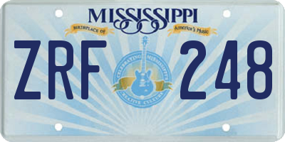 MS license plate ZRF248