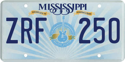 MS license plate ZRF250