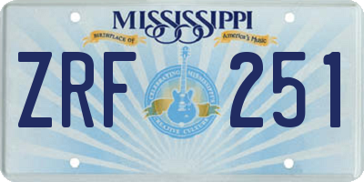 MS license plate ZRF251