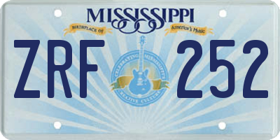 MS license plate ZRF252