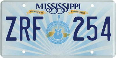 MS license plate ZRF254