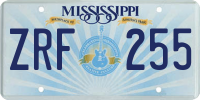 MS license plate ZRF255