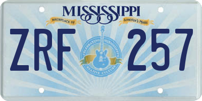 MS license plate ZRF257