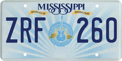 MS license plate ZRF260