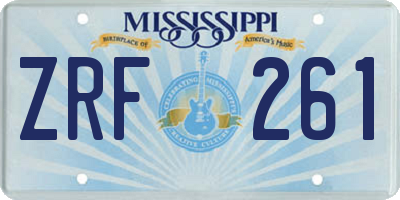 MS license plate ZRF261