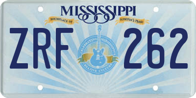 MS license plate ZRF262