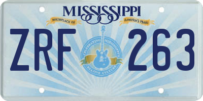MS license plate ZRF263