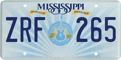 MS license plate ZRF265