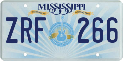 MS license plate ZRF266