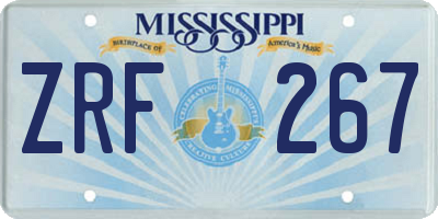 MS license plate ZRF267