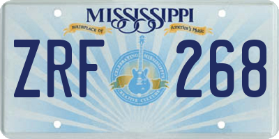MS license plate ZRF268