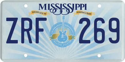 MS license plate ZRF269
